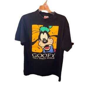 Vintage Goofy shirt mens  L BLACK Walt Disney world mickey inc made usa 90's tee
